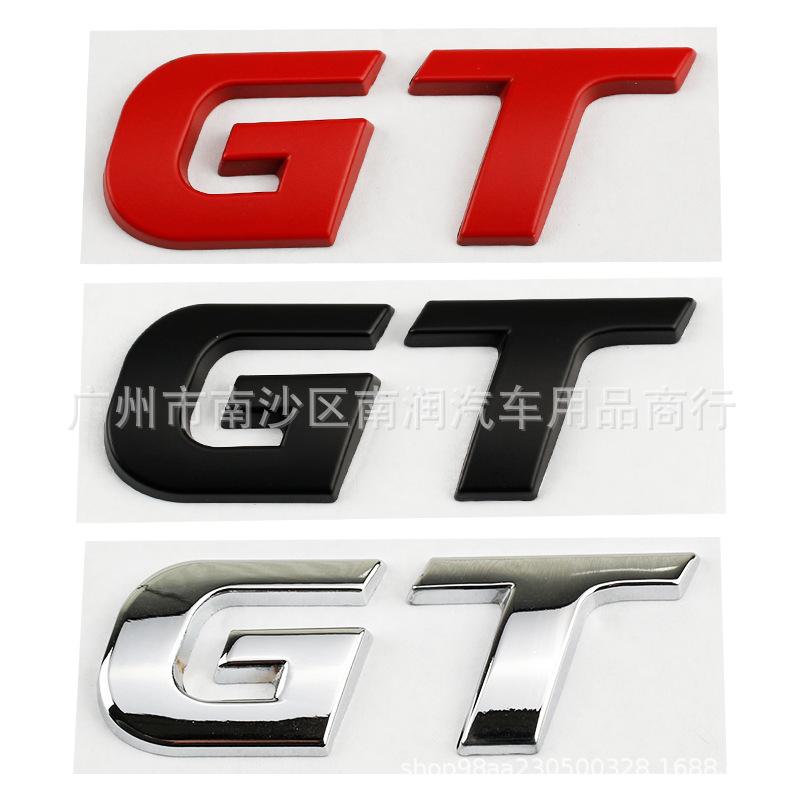 GT 3D Metal Emblem Badge for Rear Trunk Fender Self‑Adhesive Displacement Modified Car Exterior Decor Sticker
