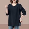 Plus Size Summer T Shirt Women Loose Solid Color Top Three Quarter Sleeve VT Shirt