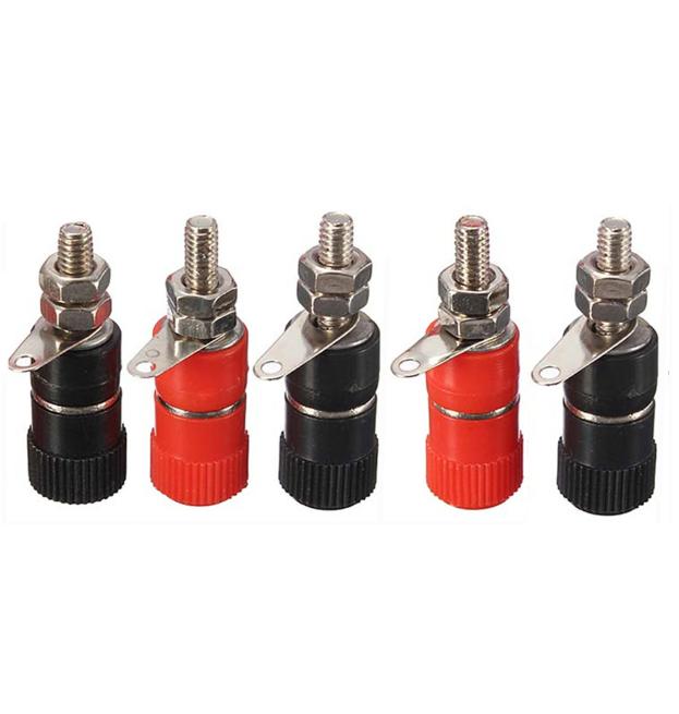 5/10Pcs 4mm Banana Socket Binding Post Nut Banana Plug Connector Nickel Plated Terminal JS-919 Professional Test