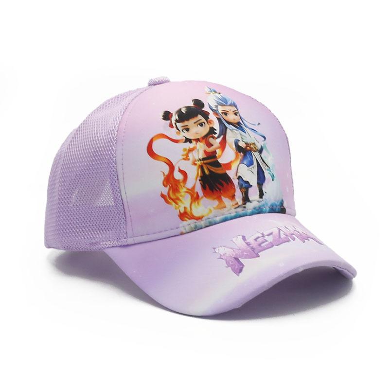 Spring and summer children's net hat cartoon animation D Nezha baseball cap boys cap mesh breathable sun hat