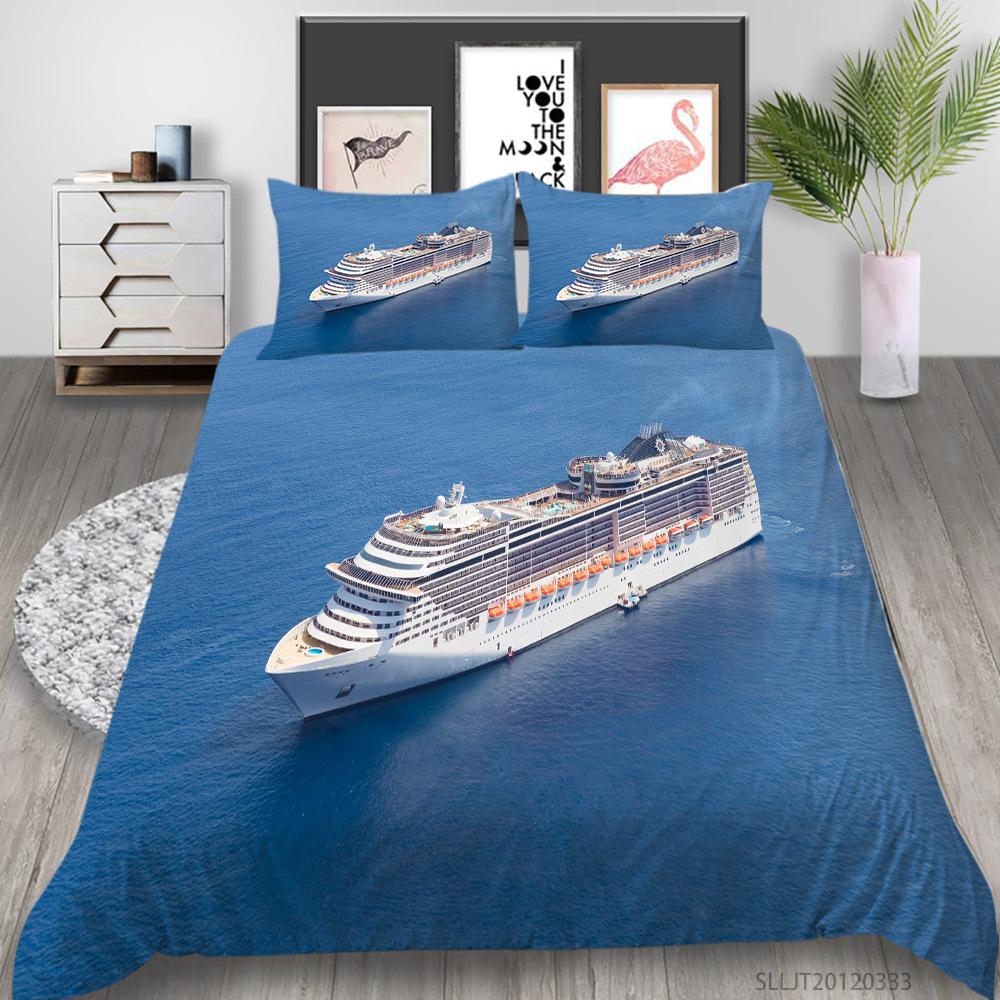 3D Digital Printing Quilt Cover Pillowcase Two or Three-piece Cruise Series Polyester
