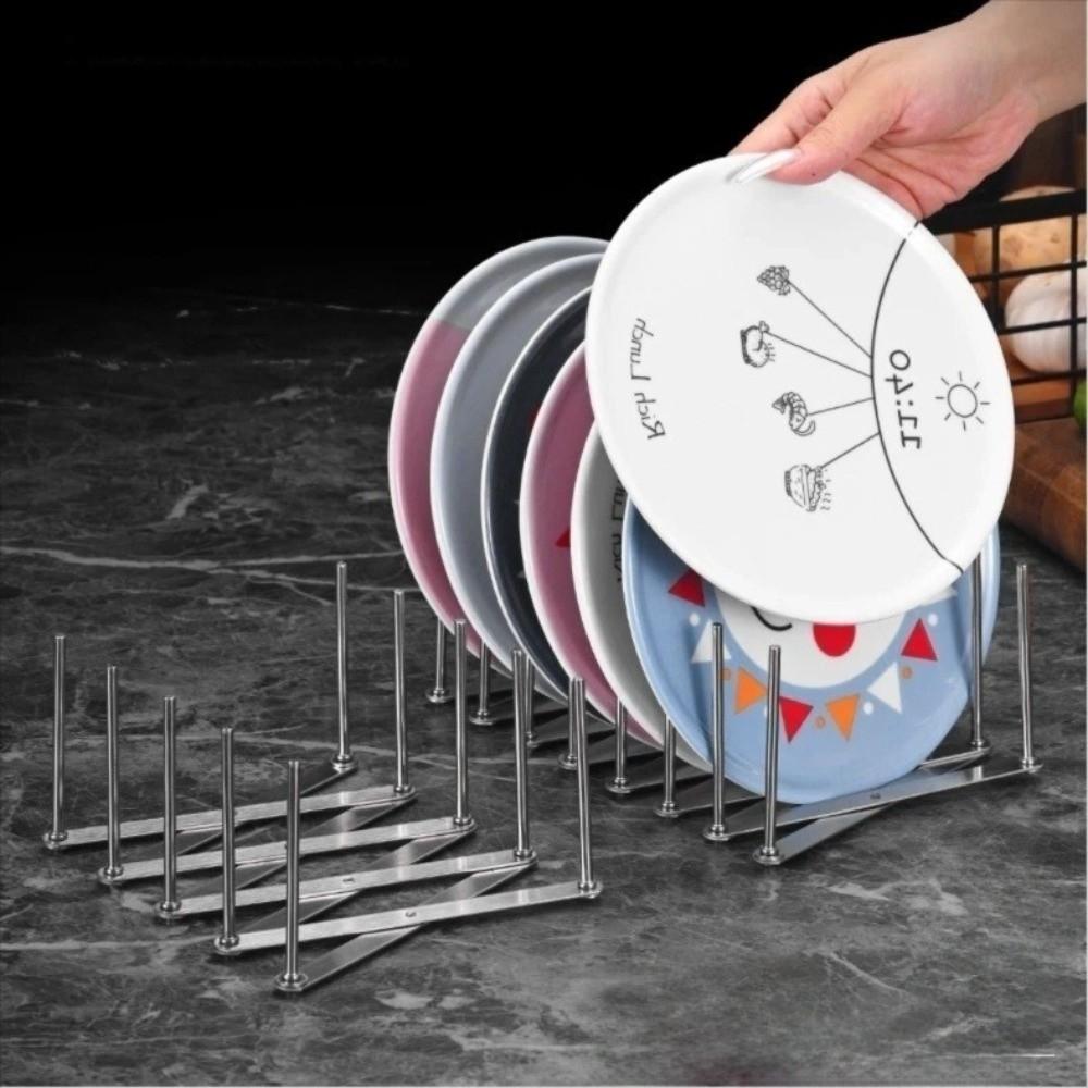 Stainless Steel Dish Rack Organizer with Drainage Retractable Dish Stand Foldable Space Saving Utensil Holder Kitchen