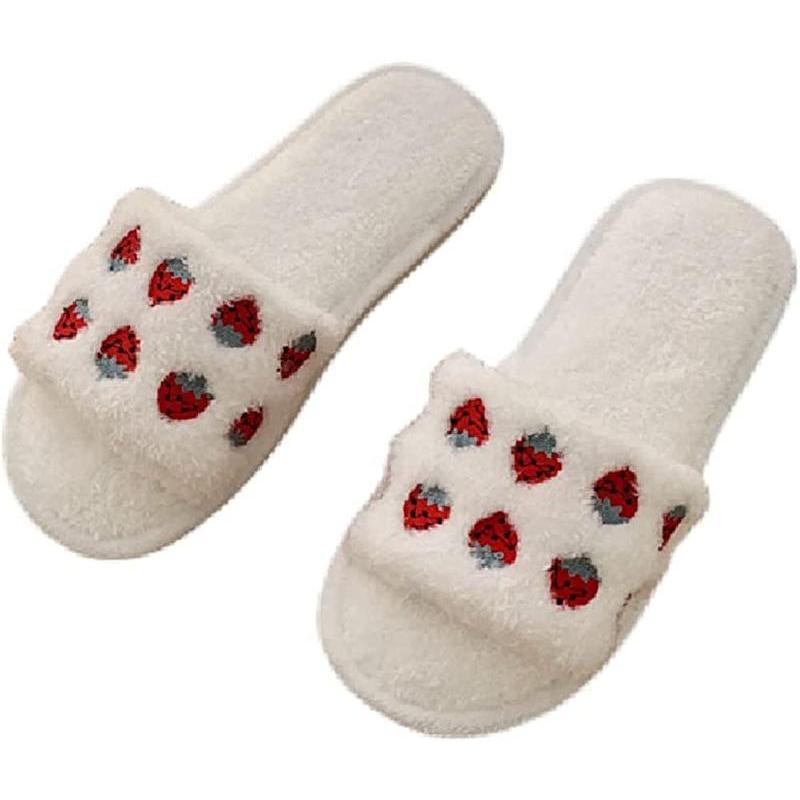 

Indoor slippers, room shoes, women s slippers, winter, indoor wear, cold protection, embroidered, fruit pattern, warm, stylish, cute, fluffy, fluffy