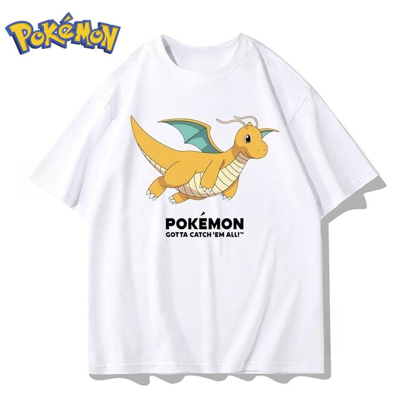 Pokémon  Anime Dragonite Creative Short Sleeved T-shirt for Men and Women Summer New Harajuku Loose Casual Versatile Top