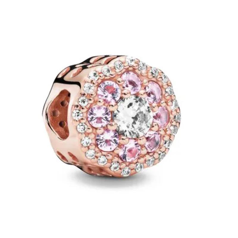 Copper Rose Gold Hollow Flower Leaf Love Dice Gift Box Diy Charm Beads Fit For Bracelets Necklaces Women'S Boutique Jewelry