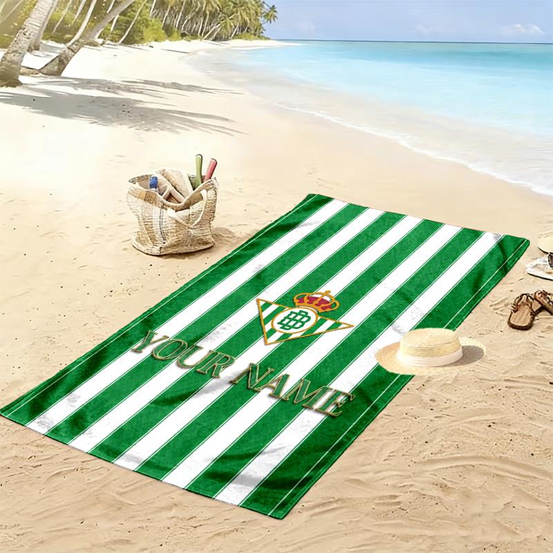 Name Custom Real Betis Print Beach Towel, Large Soft Quick Dry Towel for Beach Camping Swimming