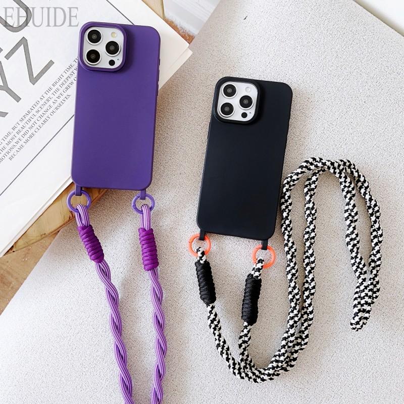 Shockproof Candy Lanyard Case For iPhone 17 Pro Max 14 12 11 13 15 16 Plus Air Crossbody Neck Cord Rope Strap Soft TPU Cover