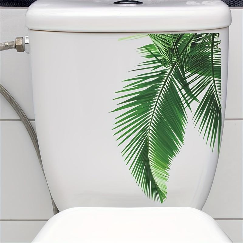 Tropical Leaf Pattern Bathroom Wall Stickers Self-Adhesive Toilet Lid Decals Easy Apply & Remove - for Home and Hotel Bathroom Accessories
