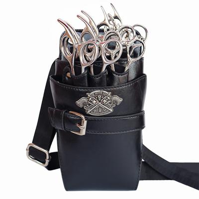 Retro Barber Scissors Bag Hairstylist Waist Bag 7-Slot Detachable Scissor Holder Bag PU Leather Bag