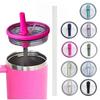 2 Pack 40Oz Tumbler Flip Straw Lid Replacement For Stanley Quencher, Spill Proof Splash Resistant Tumbler Lid Reusable Straw Cap
