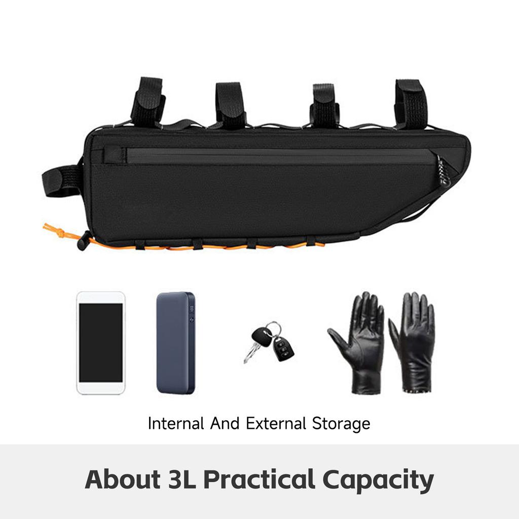 Bike Frame Storage Bag 3L Rainproof Top Tube Bag   Straps Mounting Mountain Bike Tool