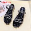 Aphixta New Crystals Sandals Women Shiny Rhinestones Summer Beach Female Flip Flops Glittering Slippers Lady Bling Shoes