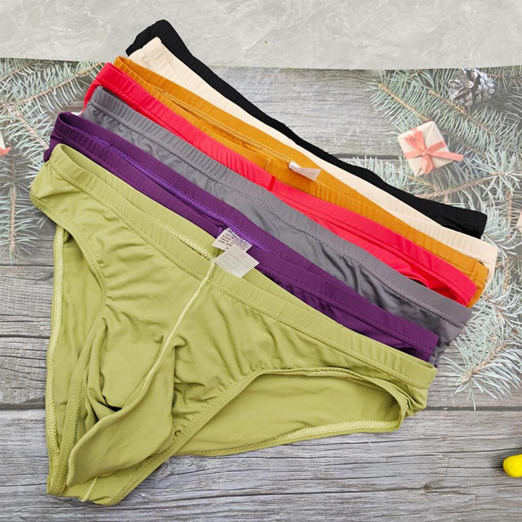 Men's Trendy Ice Silk Triangle Underwear with Unique Elephant Nose Design and Gun-Bullet Separation Feature