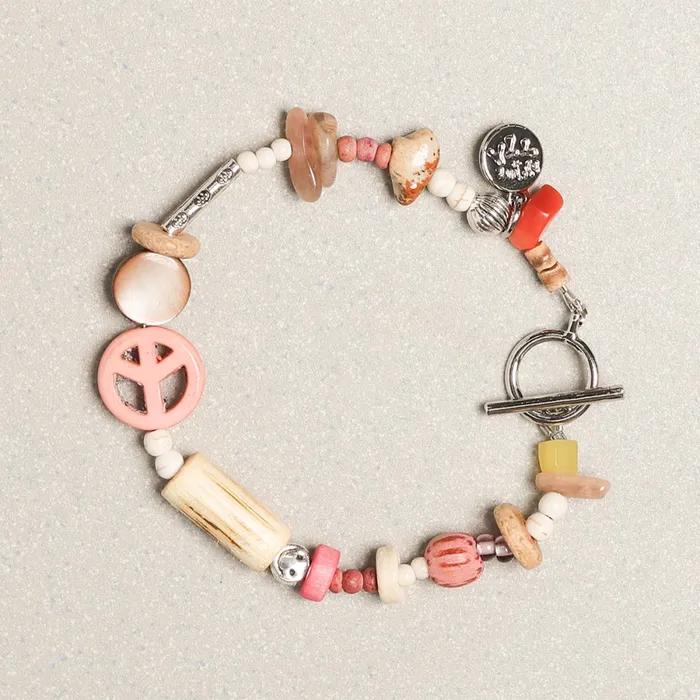 Peace Mark Symbol Bracelet Taffy Pink