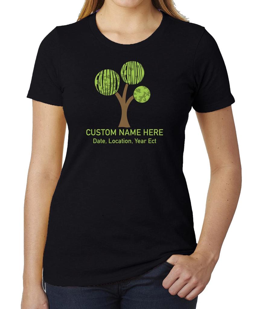 Family Tree with custom name and Date in Leaves- Family Reunion Woman's T-Shirts