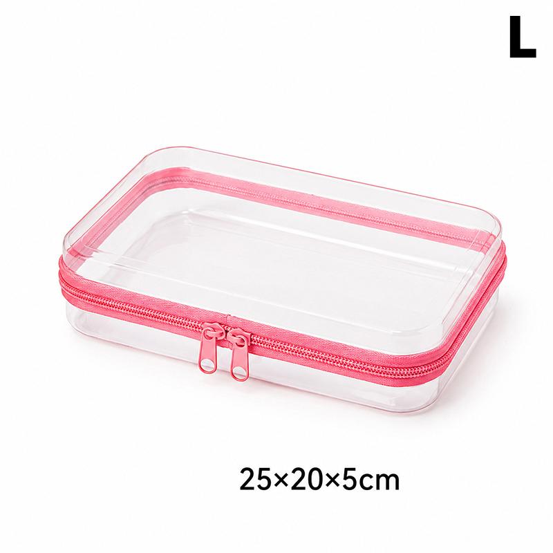 Waterproof Transparent Hard-shell Cosmetic Storage Bag Zippered Clear Pouch for Travel Outdoor Toiletries Organizer