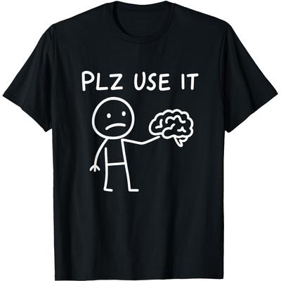 Lustige sarkastische Bitte benutzen Sie es Gehirn T-Shirts Unisex Damen Reine Baumwolle Humor Streetwear T-Shirt Kurze Ärmel Unisex Lockere Kleidung