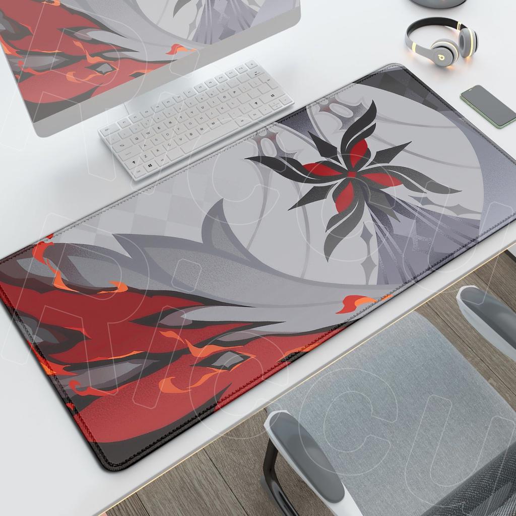 Genshin Impact Arlecchino Mouse Pad HD Grande per Computer Uffici Accessori Antiscivolo Anime Durevole Deskmat Bordo Bloccato Tappeti per Tastiera