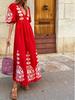 Vestido Casual Holgado para Mujer con Escote en V, Mangas Abullonadas y Espalda Descubierta 2025