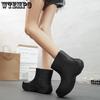 Damen Regenstiefeletten, wasserdichte Freizeitschuhe, große rutschfeste Stiefeletten, dicke Sohle, feste Stiefel