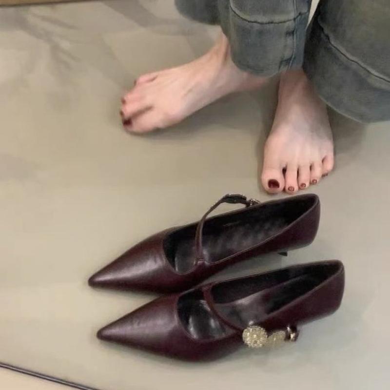 Fashion 2025 Women's  Pointed Toe Thin High Heel Mary Jane Pumps Elegant Ladies Evening Dress Heeled Shoes for Woman Slim Daily Heels