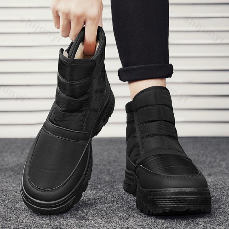 2026 Winter New Men's High Top Thick Soled Casual Snow Boots Warm Comforatble Fashi Versatile Plush Cott Chunky Short Boots