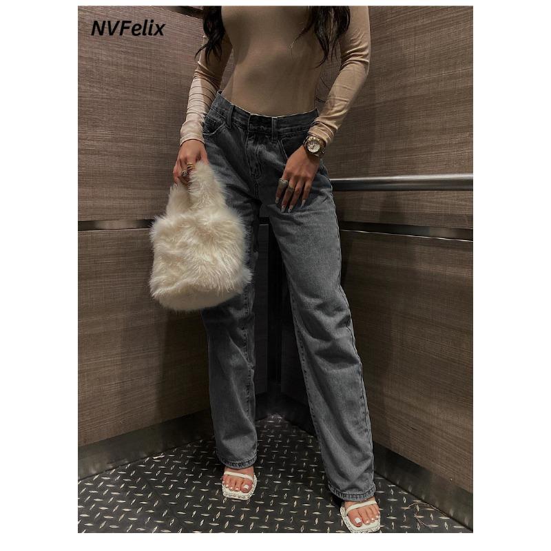 

Женские джинсы с высокой талией, с дырками, облегающие, модные, длинные M серый