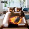 Ice Hockey Duvet Cover Set Boys Puck King Size Sports Games Theme Bedding Set for Kids Youth Adult Men Winter Match Quilt Cover