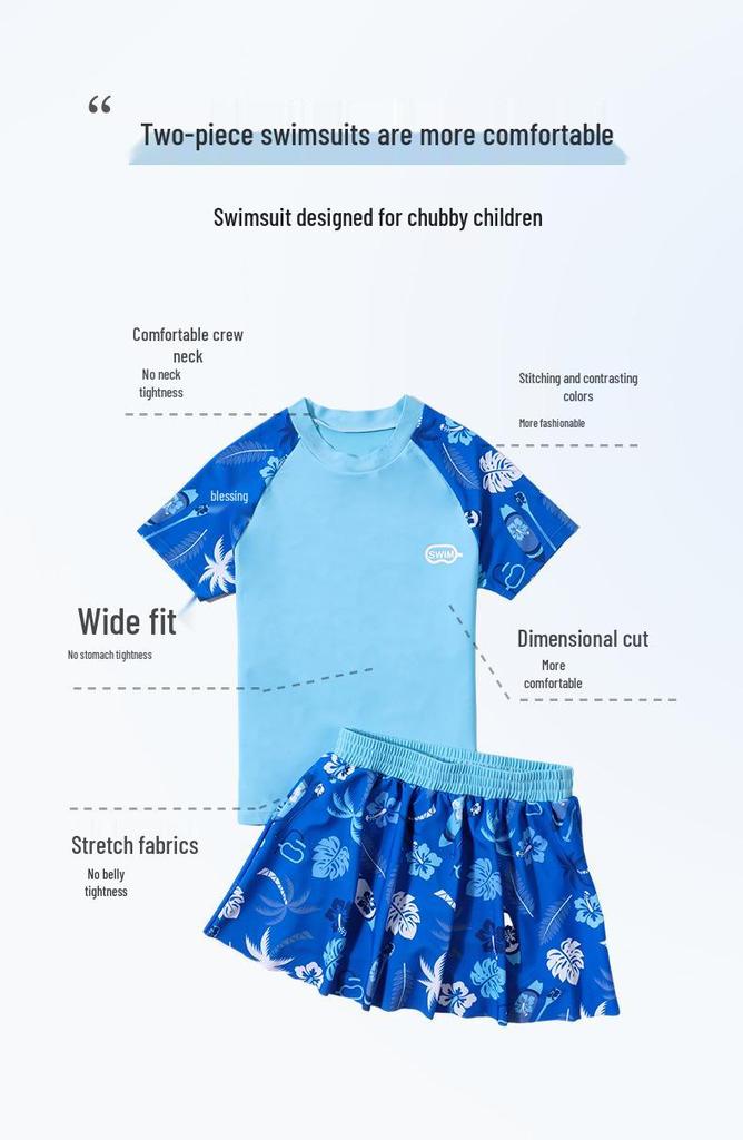 Costume da bagno due pezzi a taglie forti da bambina ad asciugatura rapida - Personalizzabile