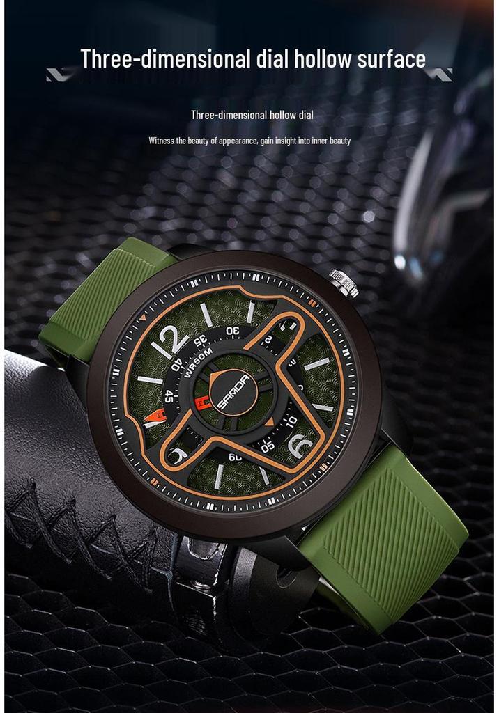 Sanda Creative 3D Hollow Electronic Watch – Trendy Unisex Steering Wheel Design