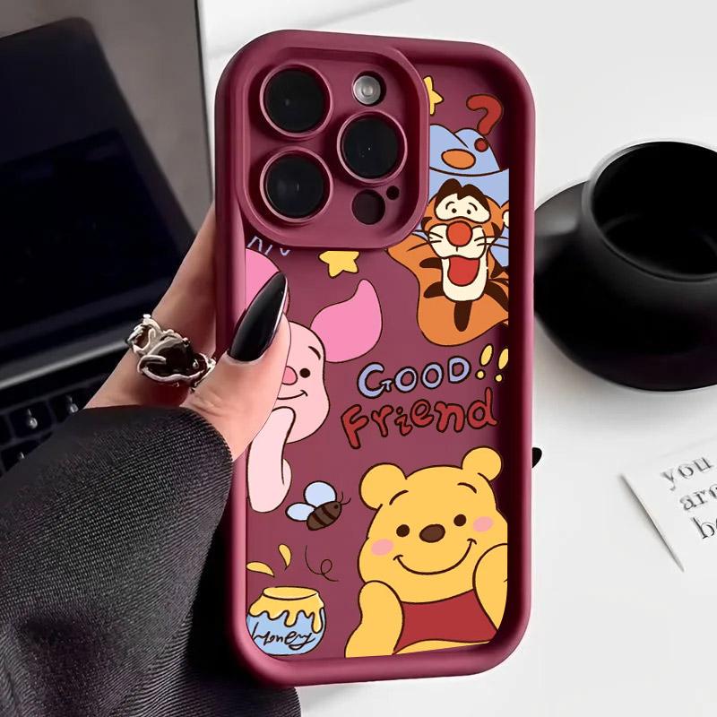 Winnie Pooh Friends Cute Phone Case For iPhone 17E 11 12 13 14 15 16 17 Pro Max Fundas 17 Air Plus 16e Mini Silicone Back Cover