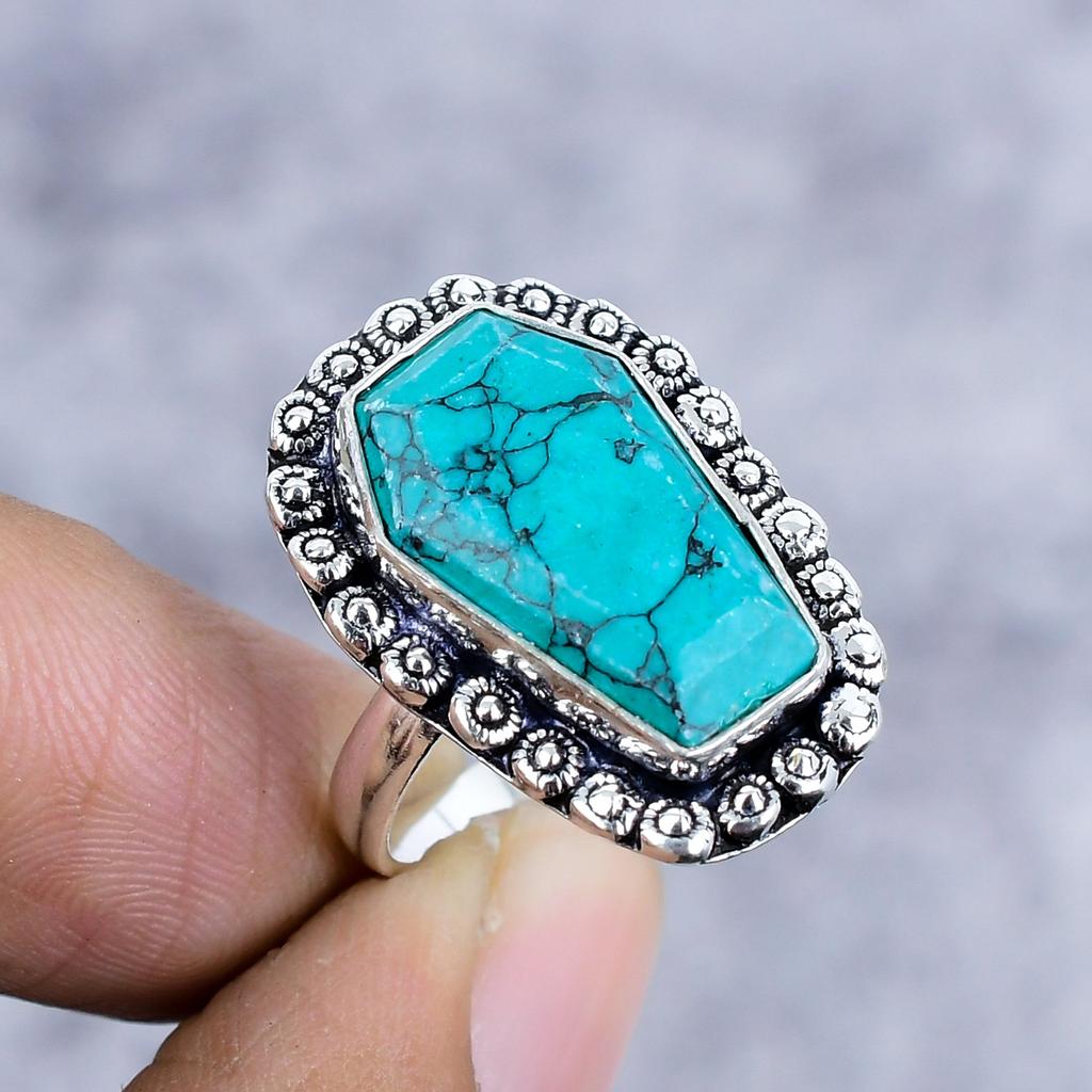 Santa Rosa Turquoise Gemstone 925 Sterling Silver Jewelry Ring Size 8 M-2603