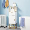 Mobile Bathroom Cabinet With Drawer Cupboard And Shelf In Wood And Metal 30x30x105cm White
