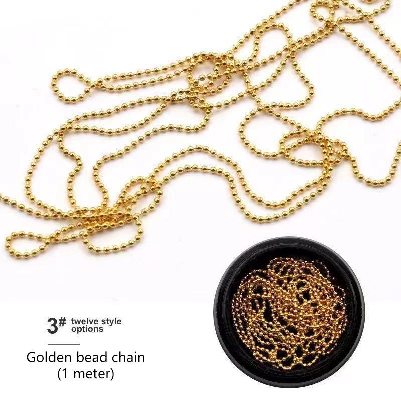 100cm Metallketten Nagelanhänger 3D Nagelkunst Dekorationen Französische Nägel DIY Zubehör Maniküre Werkzeuge