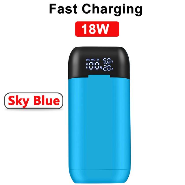 18650 Battery Charger Case DIY Power Bank Box Portable QC 3.0 PD 18W Fast Charging Case for 18650 21700 20700 Lithium Batteries