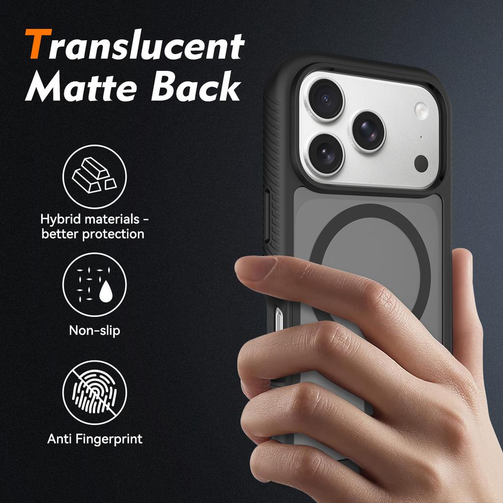 PET Screen Protector Skin Feel Magnetic Phone Case For iPhone 17 Pro Max Air TPU Frame Translucent Frosted Acrylic Cover Fundas