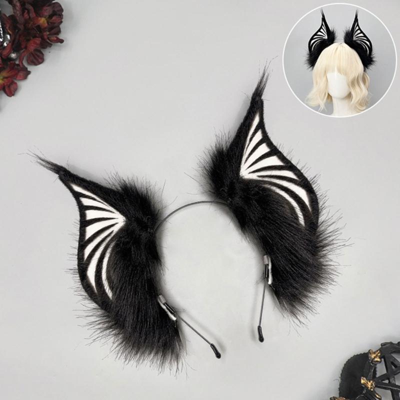 Gothic Bat Creature Ears Headpiece Cosplay Plush Hair Hoop Props For Role Play And Costume Event LARP