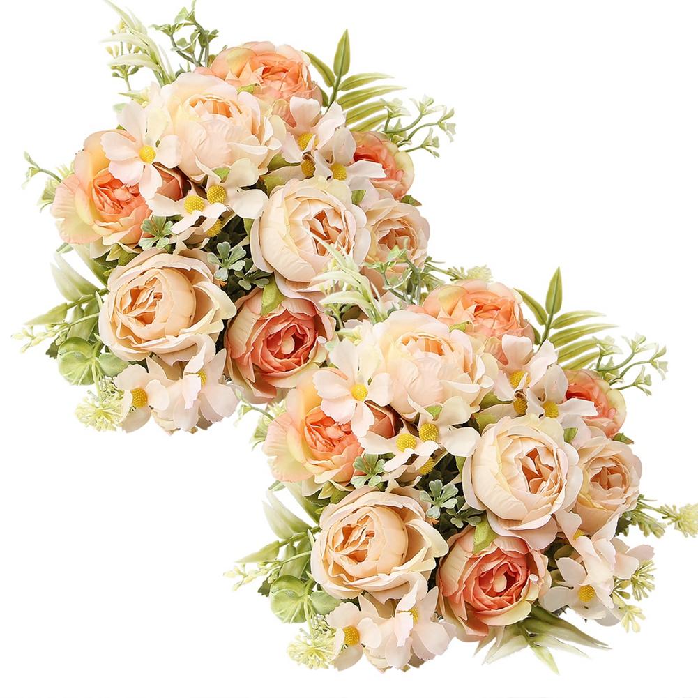 2 Stück künstliche Rosenblumenstrauß falsche Blumen Hochzeitsdekoration für Haus Zimmer Dekoration Blumenarrangement Hochzeitsbraut Dekor