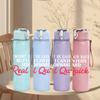 1PC Real Quick Red Letter Art 750ml Color Plastic Sports Water Bottle Leakproof Flip Straw Lid Suitable for Sports Office Home Use