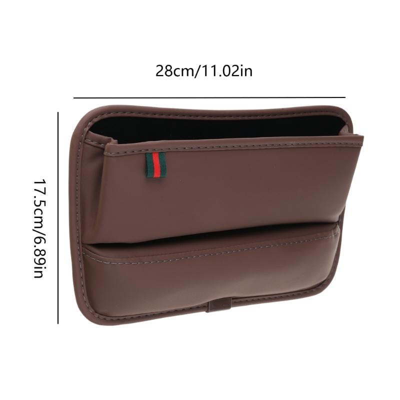 Car Seat Gap Filler Universal Leather Car Seat Pocket Organizer for Coins- Cards