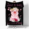 Cartoon Pig Print Flannel Blanket Sofa Nap Blanket Sheet Bedspread Blanket