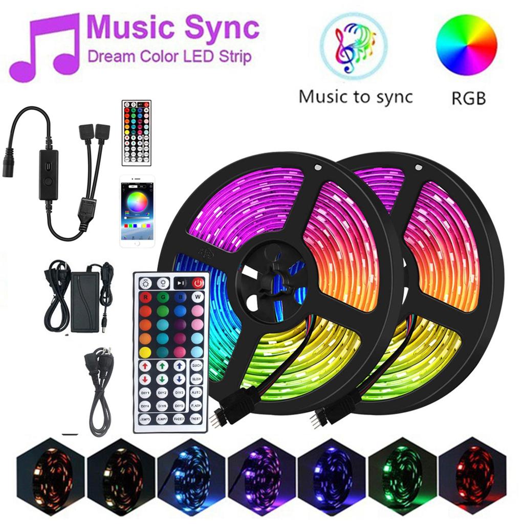 RGB LED Strip Lights 600LEDs 5050RGB Light Strip IP65 Waterproof LED Tape Light APP Control Adjustable Brightness Timing Function