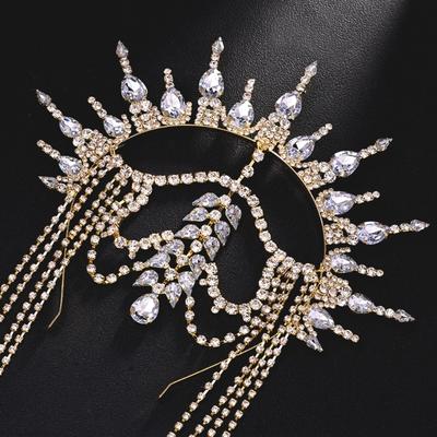Rhinestones Tassels Crowns Hairband for Women Wedding and Evening Parties Comfortable Tiaras Hairhoop for Formal Occasion