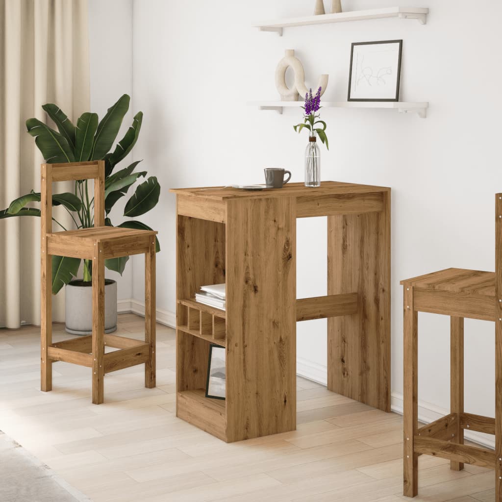 Bartisch with Shelf Artisan Oak Finish 90 X 47.5 X 103.5 Cm Particleboard