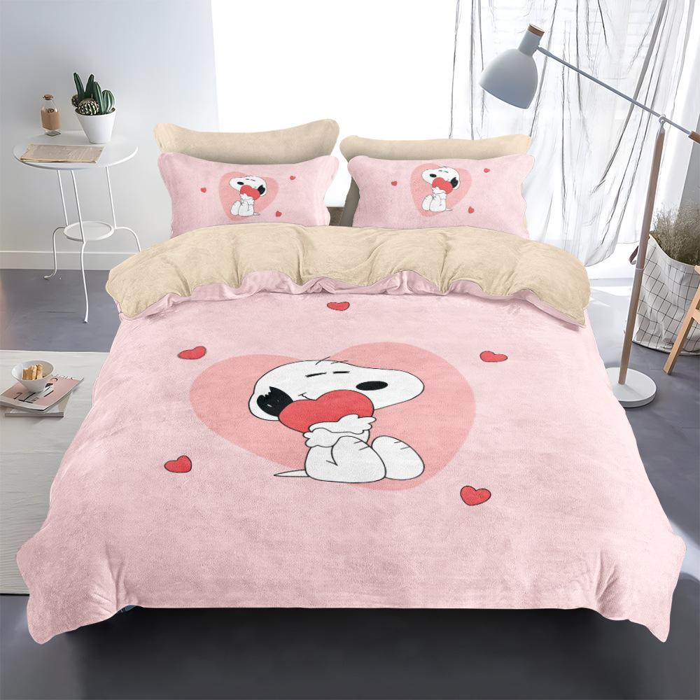 Cartoon S-Snoopy Bedding Set Cute Cartoon Puppy Duvet Cover Pillowcase 3D Prints Quilt cover Bedroom Decoration Holiday Gift