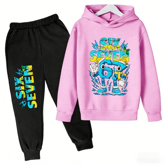 3-12Y 67 Six Seven Print Kid's Fashion Hoodie+Pants Suit for Boys Girls, Casual Sports Tracksuit, Children Holiday Gifts