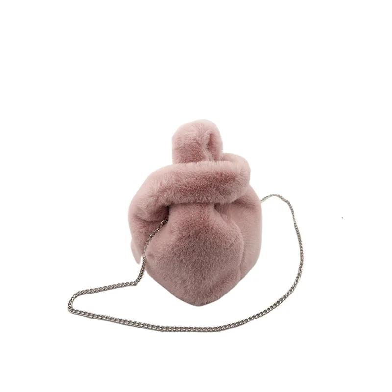 Fluffy Faux Mink Fur Bag Winter Tote Bags for Women Handbags Soft Warm Wrist Bag Chains Shoulder Crossbody Bags Mini Clutch