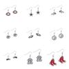 Steelers Heart Pendant Earrings With Crystals For Football Fans Women Jewelry