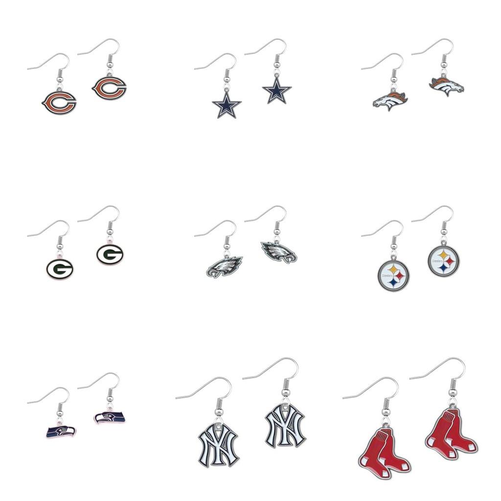 Steelers Heart Pendant Earrings With Crystals For Football Fans Women Jewelry