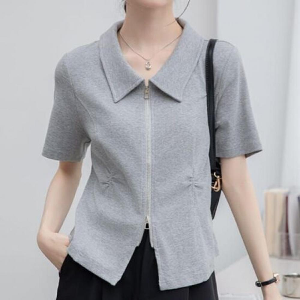Navava Casual Daily Zip Collar ShorT Sleeve T shirT nT2446